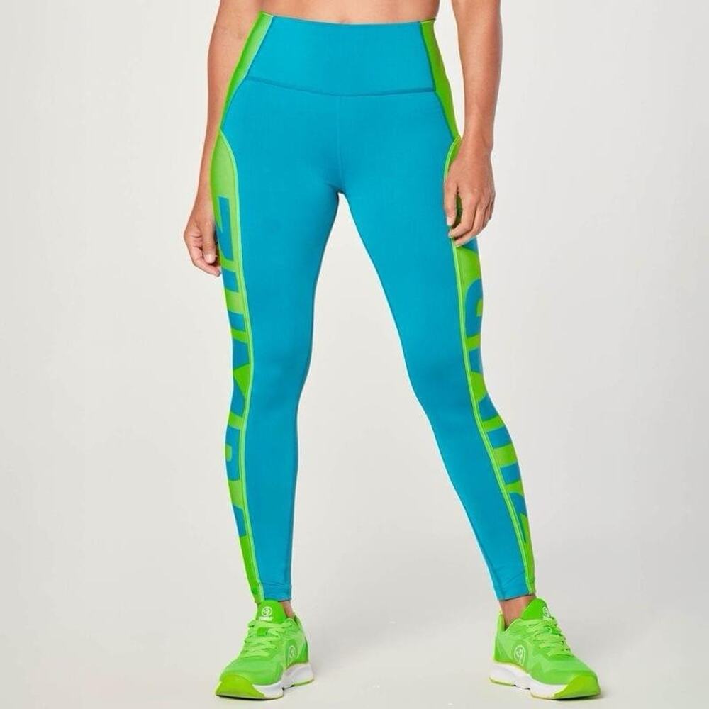 Zumba WEAR Blue High Waisted Ankle Leggings Fitness Athleticwear